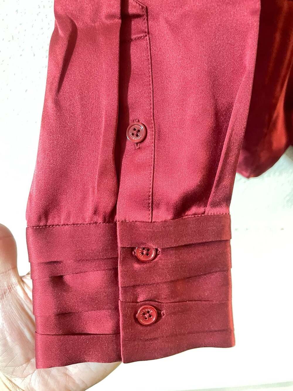 LILYSILK Barbados Cherry Silk High Neck Scarf Blouse - Picture 5 of 7